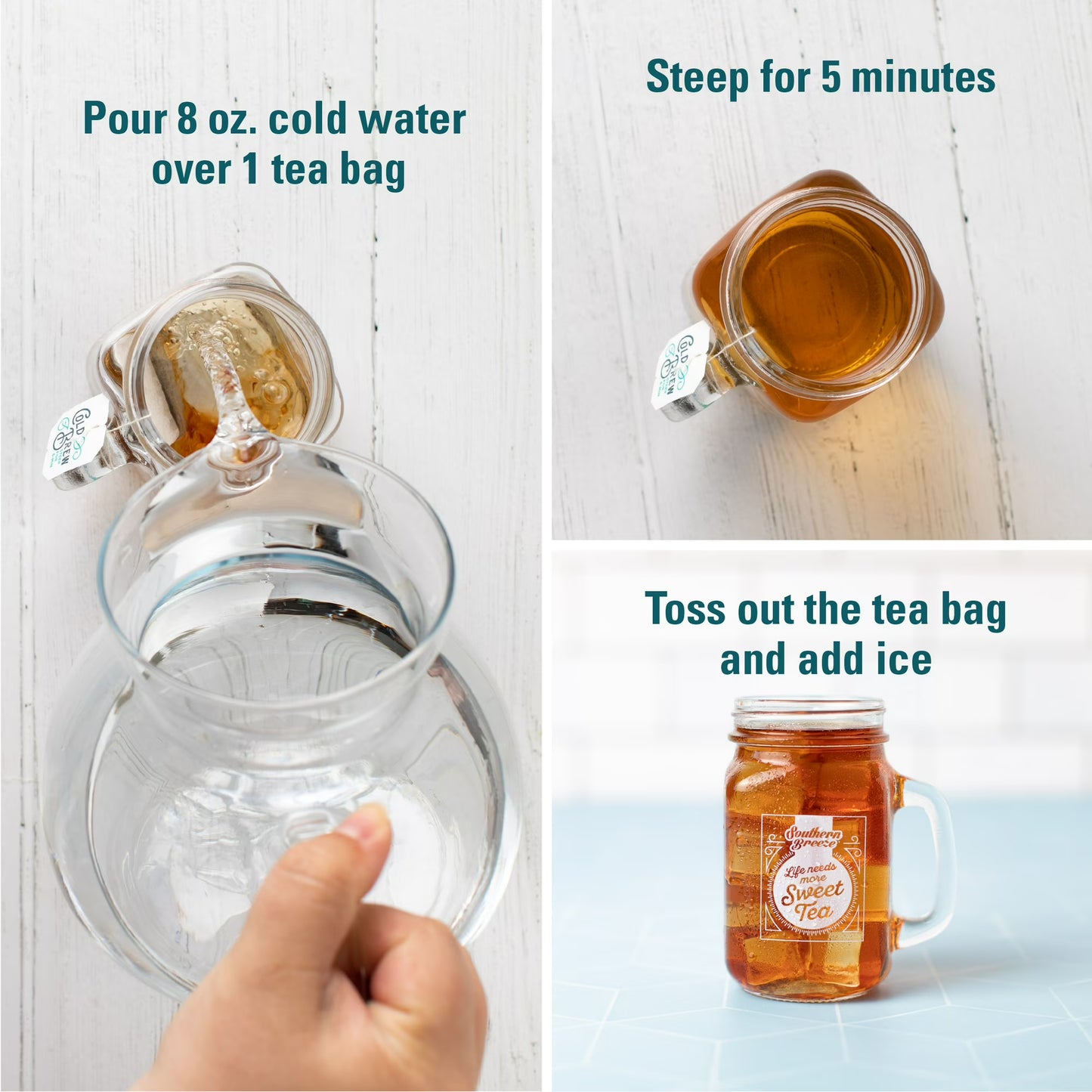 Southern Breeze Cold Brew Sweet Tea Variety Pack Iced Tea with Black Tea and Zero Carbs Zero Sugar, 20 Individually Wrapped Tea Bags, Pack of 10