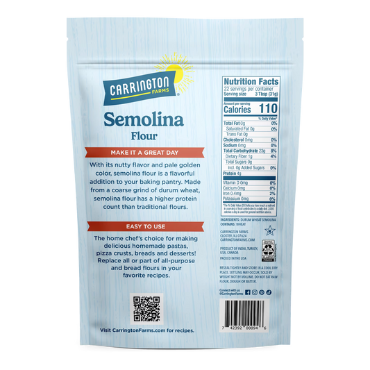 Carrington Farms Semolina Flour Durum Wheat, 24oz