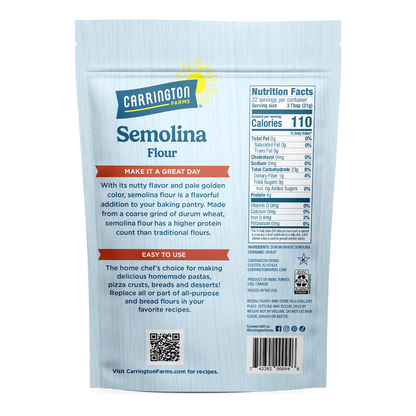 (3 pack) Carrington Farms Semolina Flour Durum Wheat, 24oz