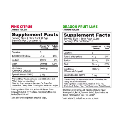 TruLabs Sea Moss Drink Mix Powder Pink Citrus and Dragon Fruit Lime 30 ct.