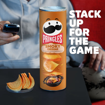 Pringles Smoky Cheddar Potato Crisps Chips, Lunch Snacks, 5.5 oz Canister