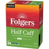 Folgers 1/2 Caff Coffee, Medium Roast Coffee, Keurig K Cup Pods, 24 Count Box