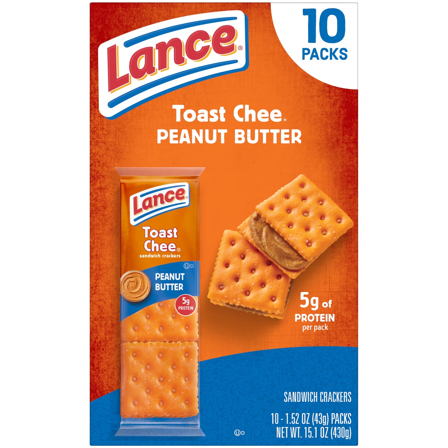 Lance ToastChee Peanut Butter, 10 Count 1.52 oz
