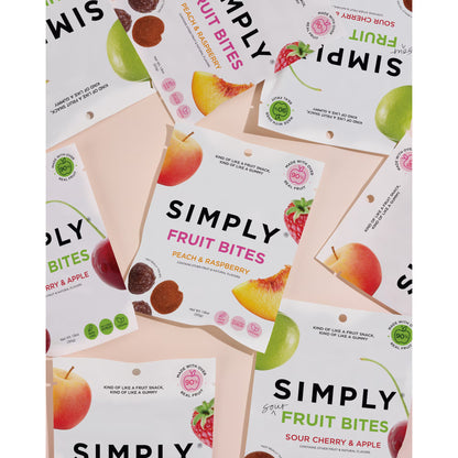 SIMPLY Fruit Bites, Fruit Snack Bundle, Peach Raspberry & Cherry Apple, 6 Pack (1.8 oz)