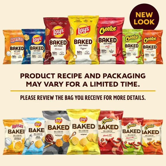 Baked Lay’s 50% Less Fat Barbecue Potato Chips Bag, 6.25 oz