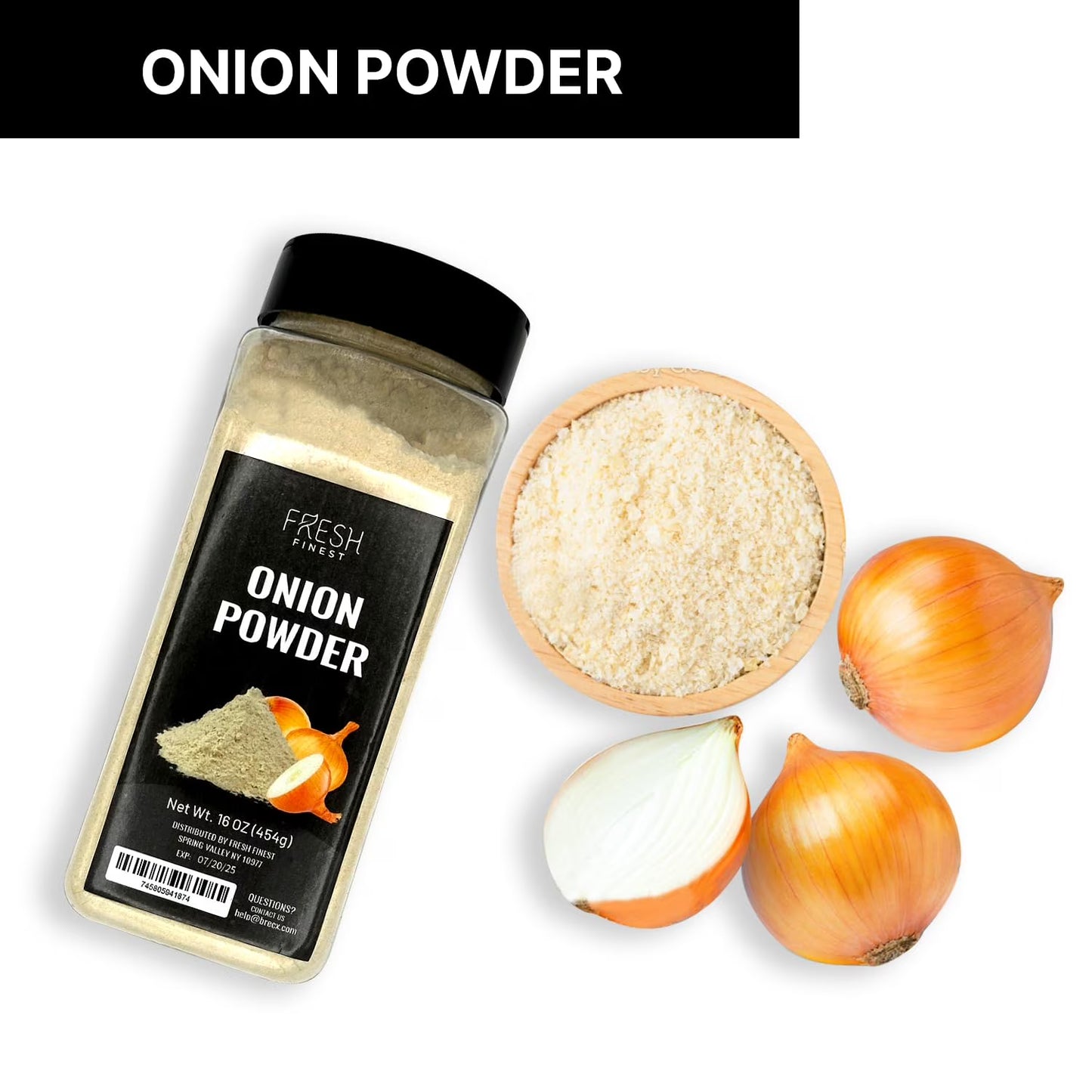 Onion Powder - 16oz (454G) - Premium Ground Onions for Authentic Flavor, Packed in a Durable Container