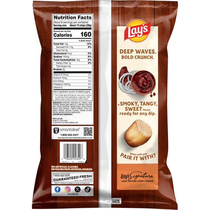 Lay's Wavy Hickory BBQ Flavored Potato Chips, 7.5 oz Bag