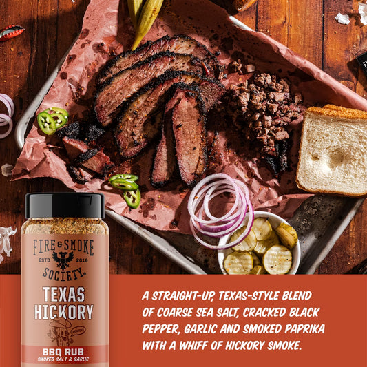 Fire & Smoke Society Texas Hickory BBQ Seasoning Blend for Grilling, 10 oz Mixed Spices & Seasonings