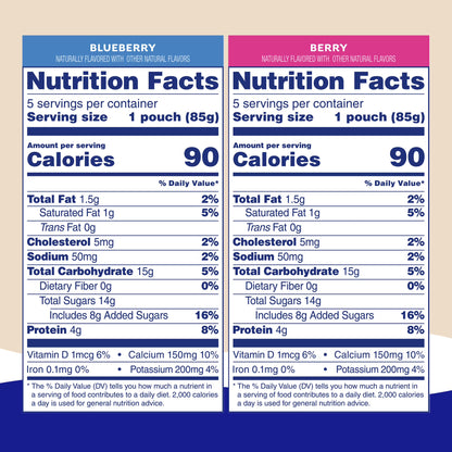 GoGo squeeZ Low Fat Yogurtz Blueberry and Berry Yogurt Snack Pouches, 3 oz (10 Pack)