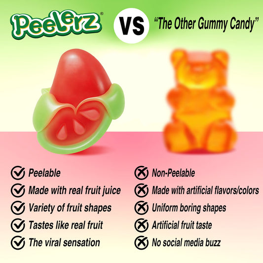 AMOS Peelerz Watermelon, Peelable Gummy Candy, Real Fruit Flavor, 1 Count, 3.5 oz Bag