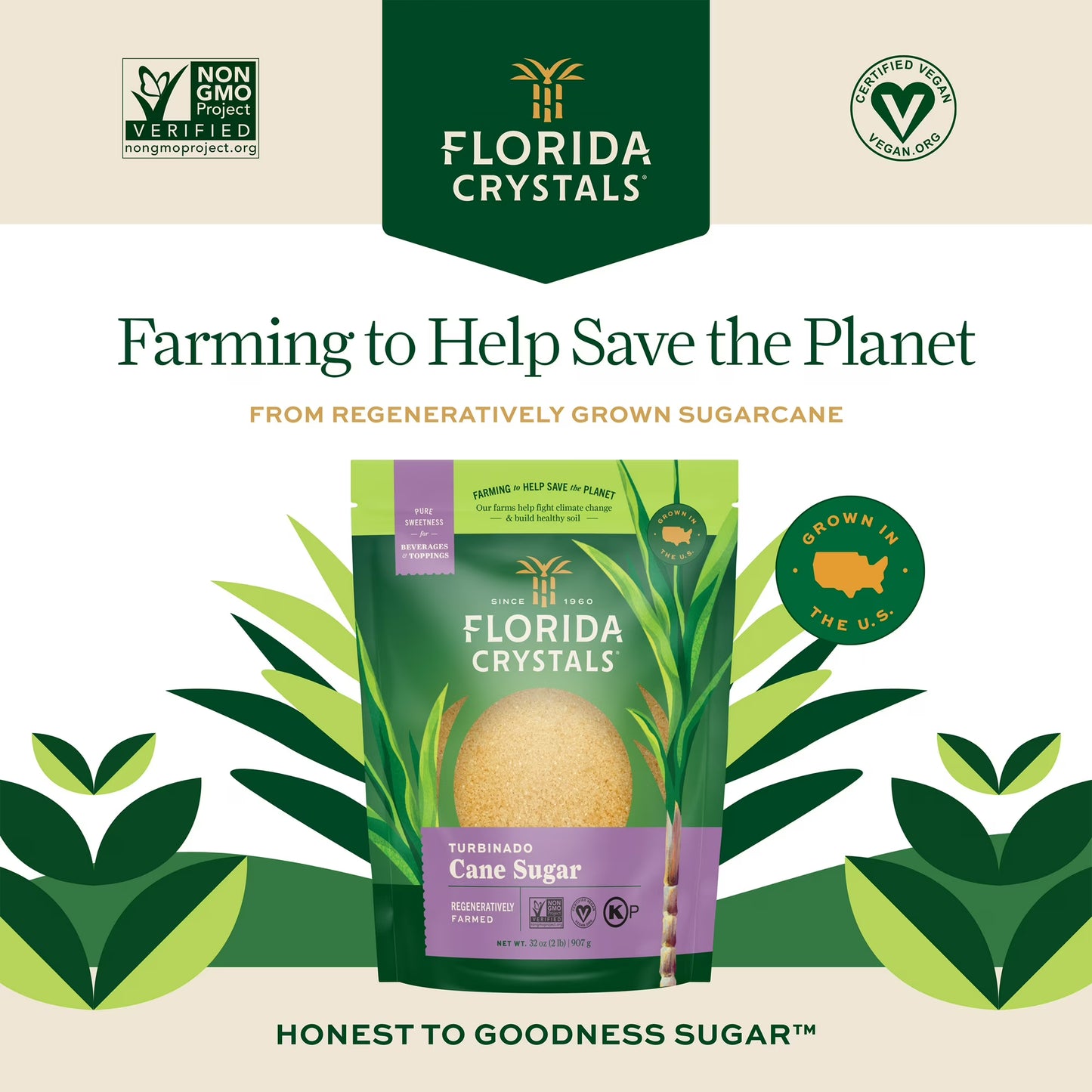 Florida Crystals Turbinado Cane Sugar, 5 lb Pouch