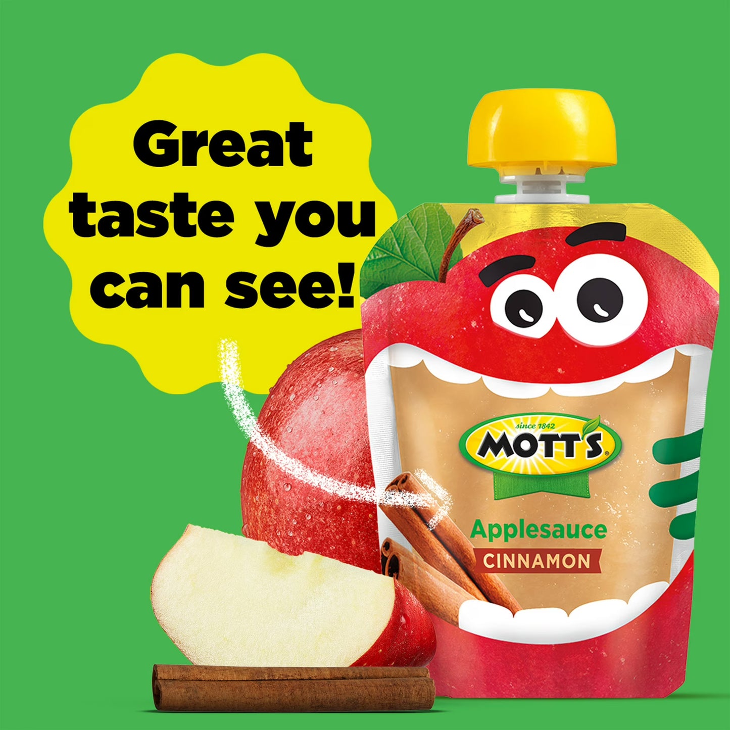 Mott's Cinnamon Applesauce, 3.2 oz, 20 Count Clear Pouches