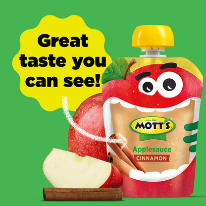 Mott's Cinnamon Applesauce, 3.2 oz, 20 Count Clear Pouches