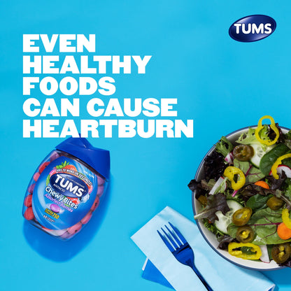 Tums Chewy Bites Heartburn Relief Chewable Antacid Tablets, Berry, 60 Ct
