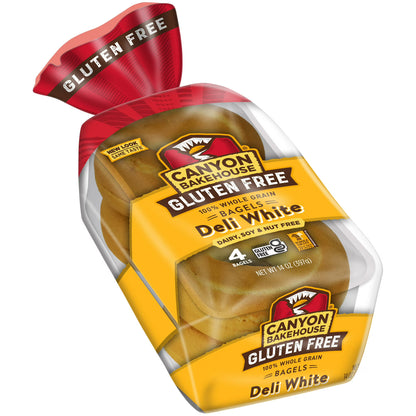 Canyon Bakehouse Deli White Bagels, Gluten Free Bagels, Fresh, 4 Count