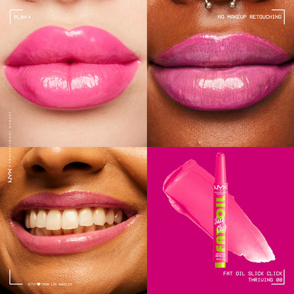 NYX Professional Makeup Fat Oil Slick Click Hydrating Tinted Lip Gloss with Lightweight Hydration, Thriving, 0.07 oz