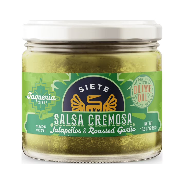 (2 pack) Siete Family Foods, Taqueria Salsa Verde, Cremosa, 10.5 oz
