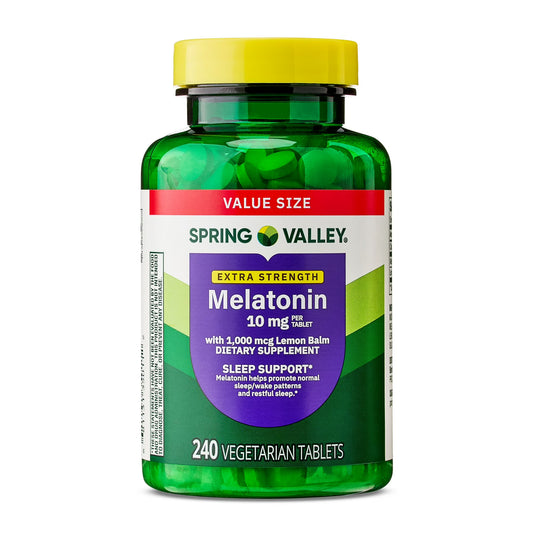 (3 pack) Spring Valley Extra Strength Melatonin Tablets Dietary Supplement Value Size, 10 mg, 240 Count