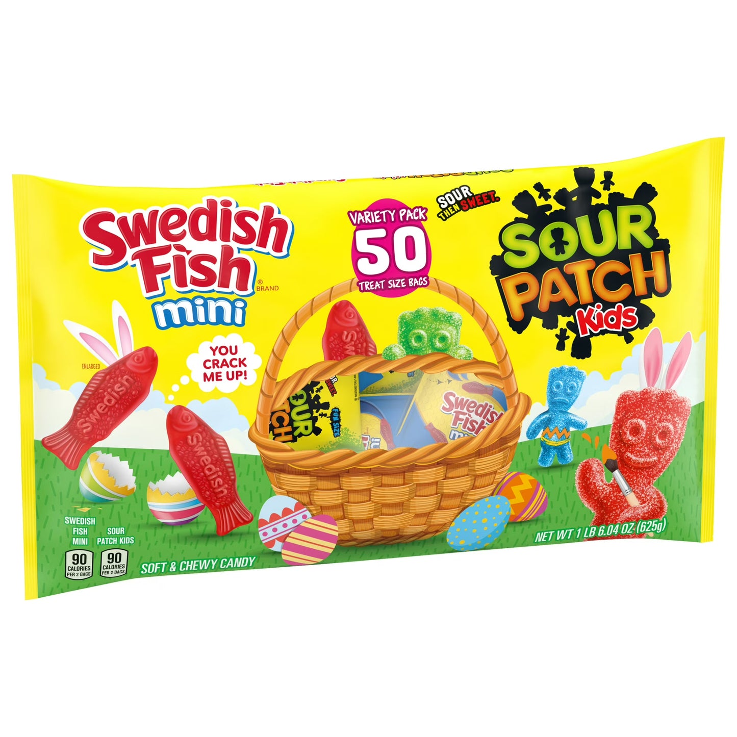 SOUR PATCH KIDS and SWEDISH FISH Mini Soft & Chewy Easter Candy Variety Pack, Bulk Candy, 50 Packs