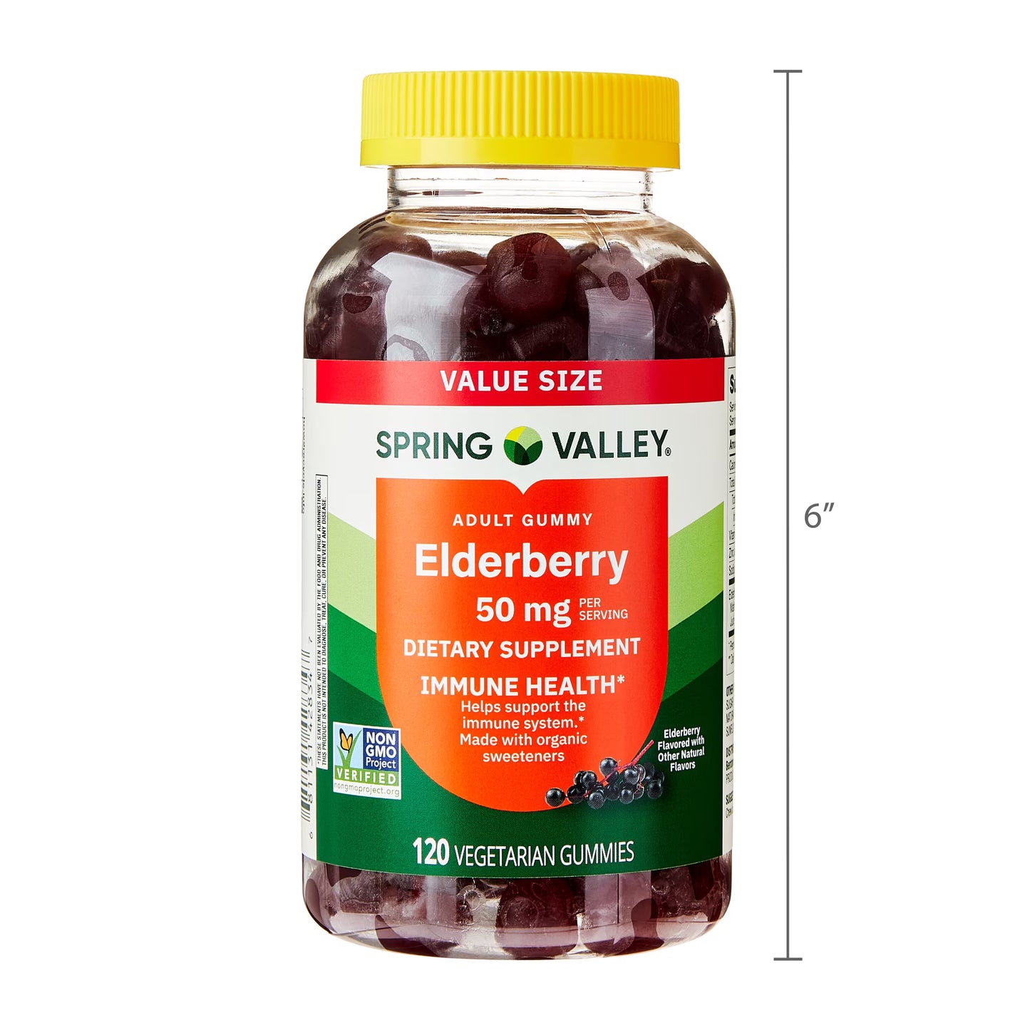 (3 pack) Spring Valley Adult Elderberry Dietary Supplement Gummies for Immune Health, 50mg, 120 Count