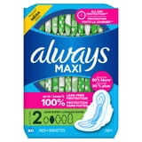 (3 pack) Always Maxi Pads with Wings, Size 2, Long Super, 60 Count