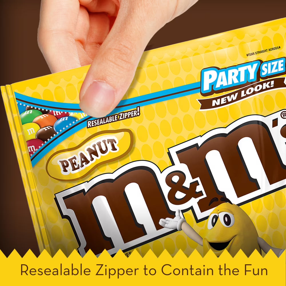 M&M'S Peanut Chocolate Candy Party Size, 42 Ounce Bag, 2 Count