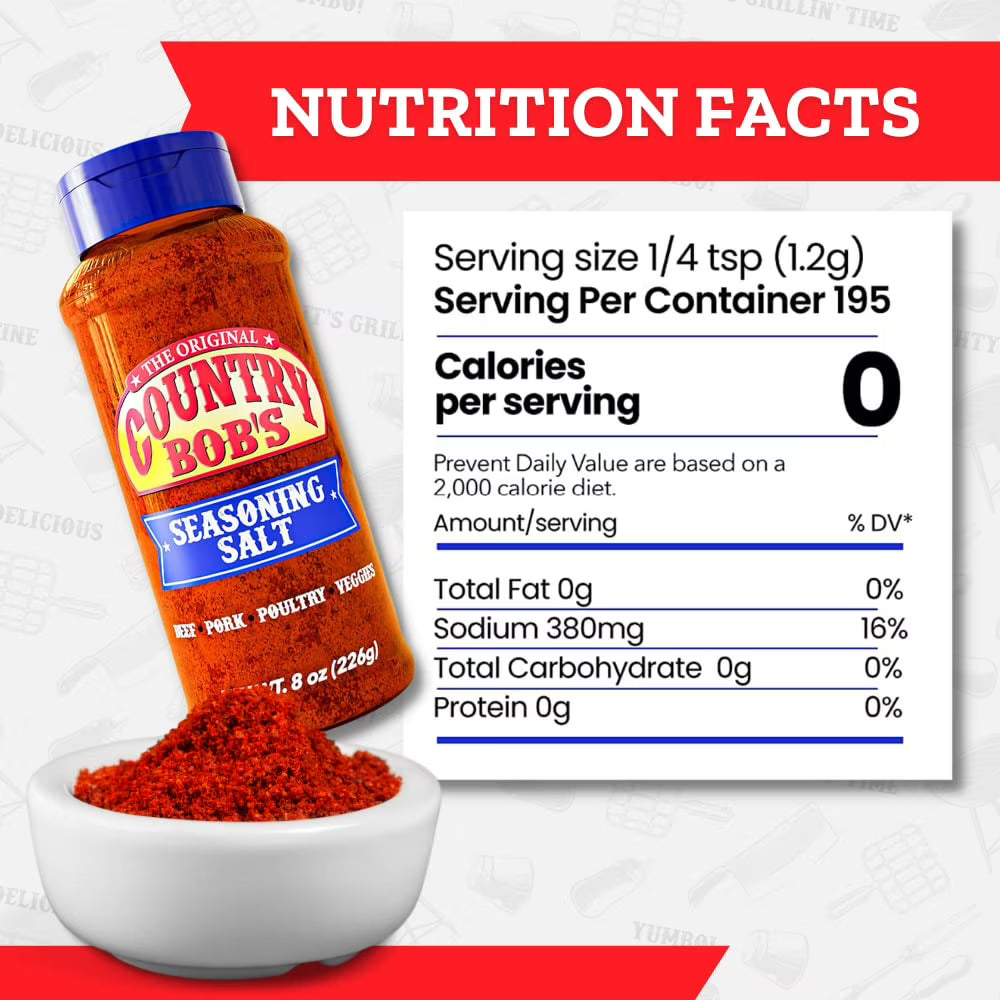 (2 pack) Country Bob's Seasoning Salt for Barbecue & Seasoning, 8oz