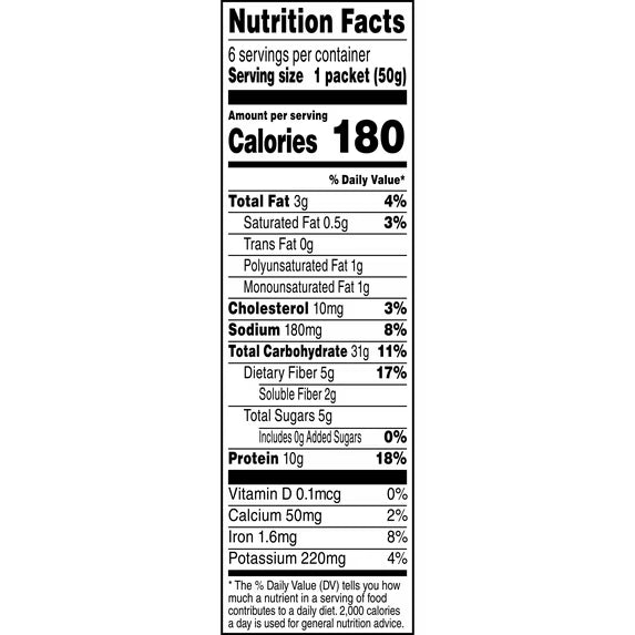 Quaker Instant Oatmeal Protein No Added Sugar Apples & Cinnamon, 1.76 Ounce 6 Packets