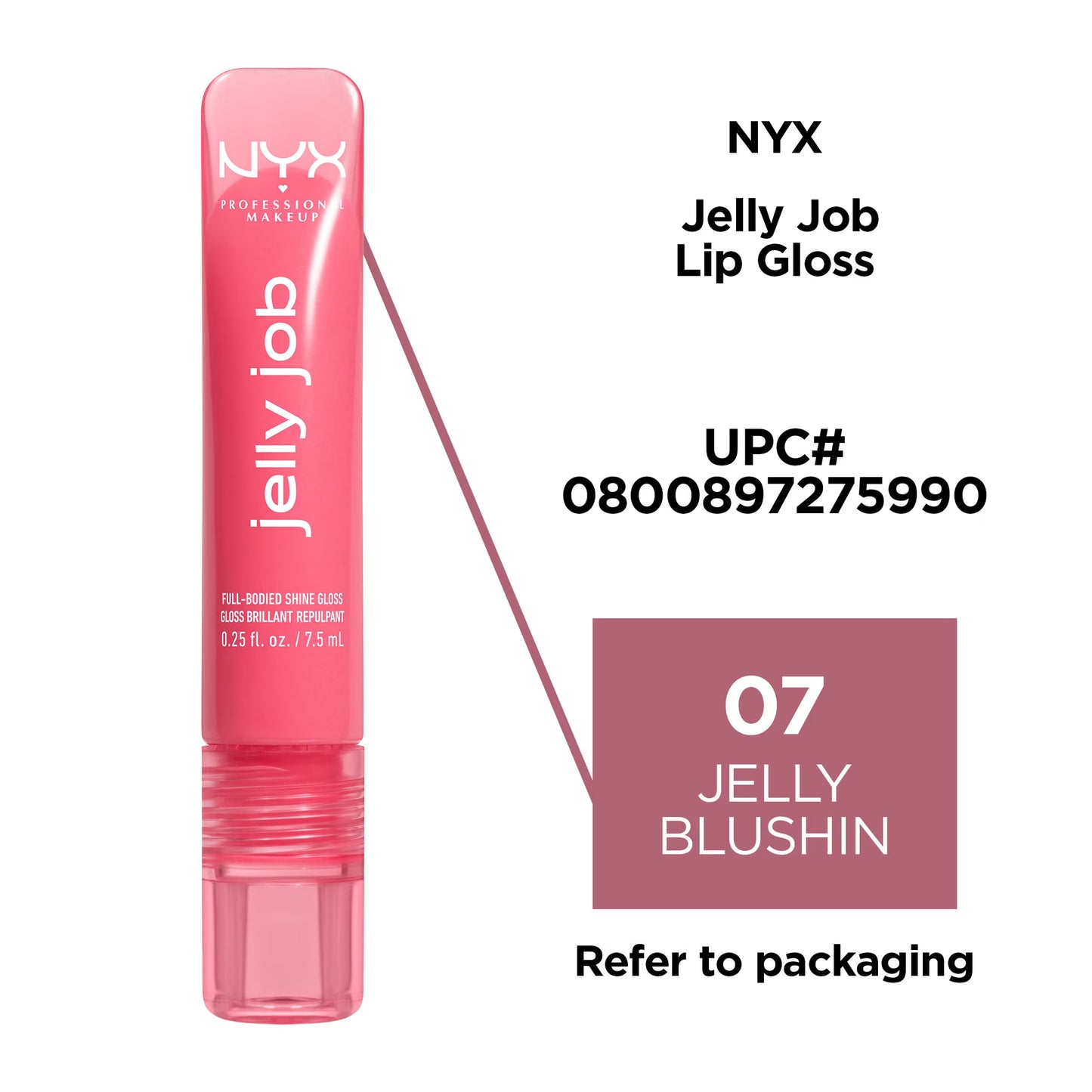 NYX Professional Makeup Jelly Job Lip Gloss, Jelly Blushing 07