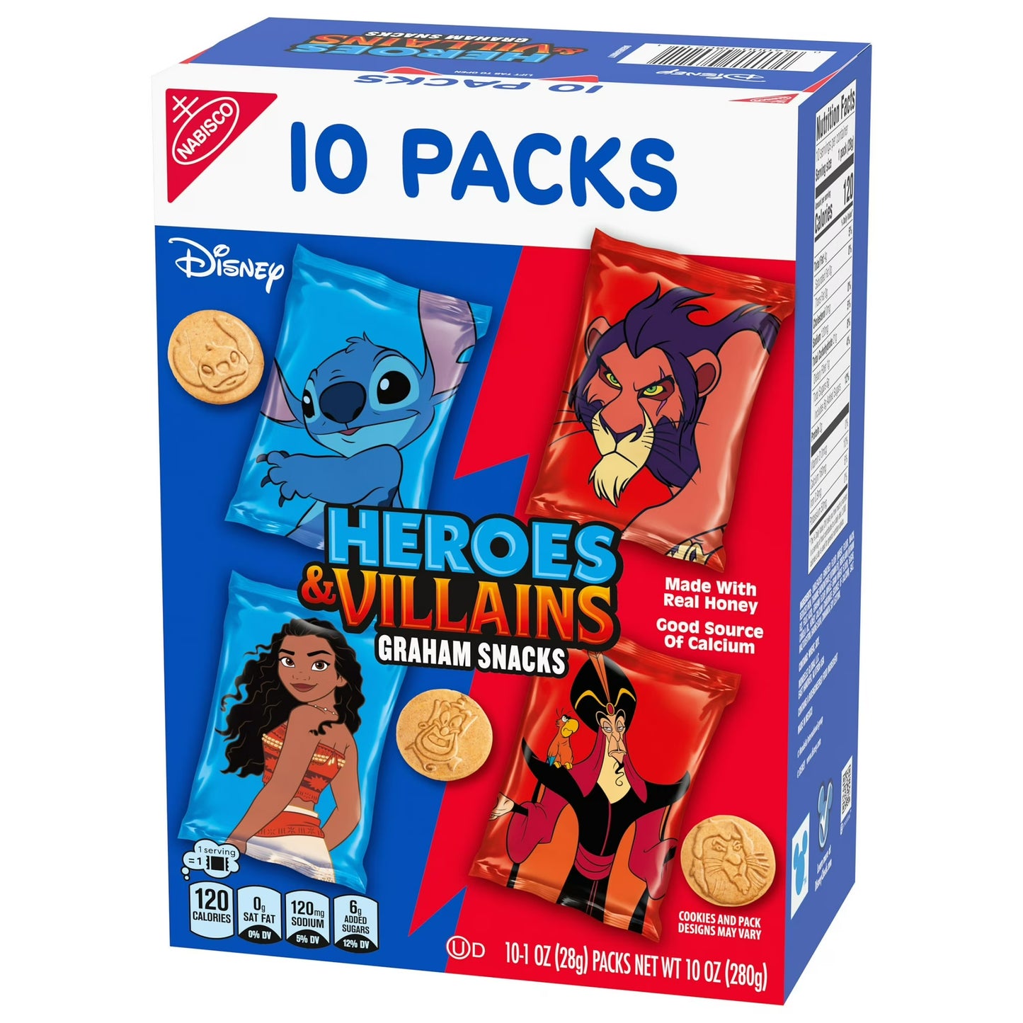 Disney Heroes and Villains Graham Snacks, Custom Cookies Variety Pack, Kids Snacks, 10 Snack Packs
