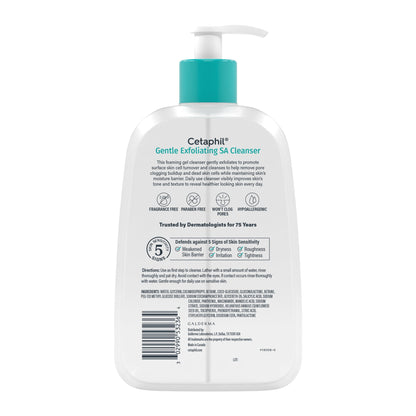 CETAPHIL Gentle Exfoliating SA Face Cleanser, Foaming Gel Cleanser with Salicylic Acid for All Skin Types, 16 fl oz