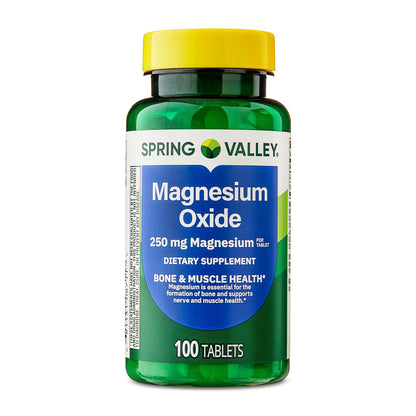 (3 pack) Spring Valley Magnesium Bone & Muscle Health Dietary Supplement Tablets, 250 mg, 100 Count