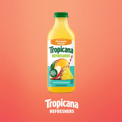 Tropicana Refreshers Pineapple Mango Juice Drink Real Fruit Juice, 46 fl oz