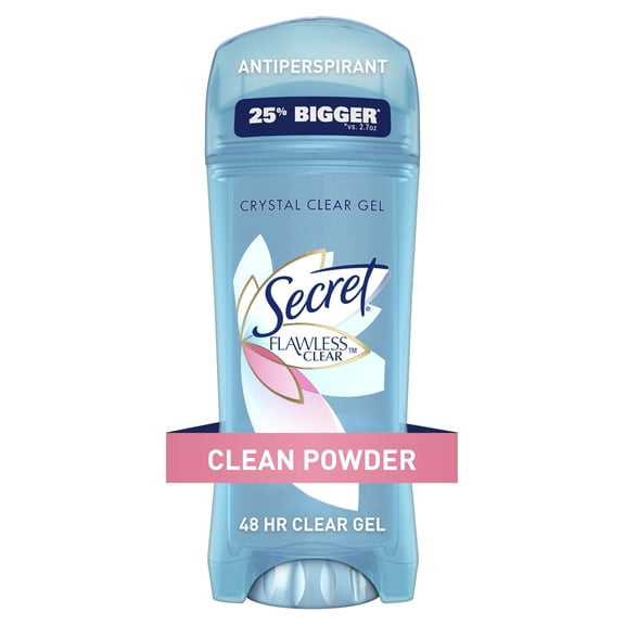 (3 pack) Secret Flawless Clear Gel Antiperspirant and Deodorant for Women, Clean Powder, 3.4 oz