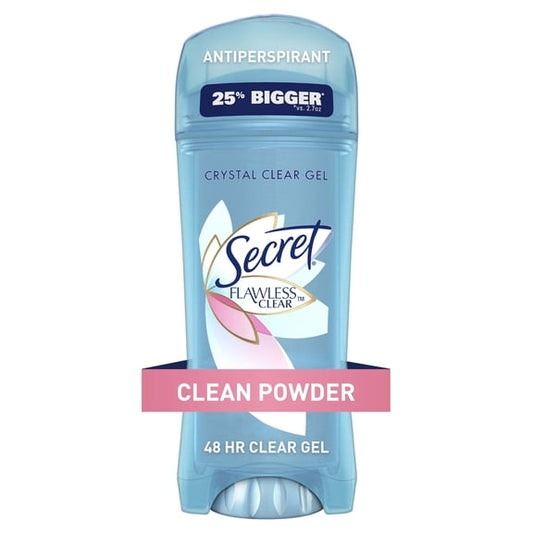 (3 pack) Secret Flawless Clear Gel Antiperspirant and Deodorant for Women, Clean Powder, 3.4 oz