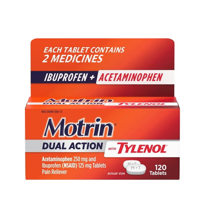 Motrin Dual Action with Tylenol, Ibuprofen & Acetaminophen, Value Size, 120 Count