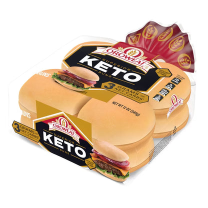 Oroweat Superior Keto Plain Hamburger Buns, 8 count, Hamburger Buns, 12 oz Bag