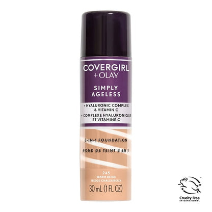 Covergirl & Olay Simply Ageless 3-in-1 Liquid Foundation, 245 Warm Beige, 1 fl oz