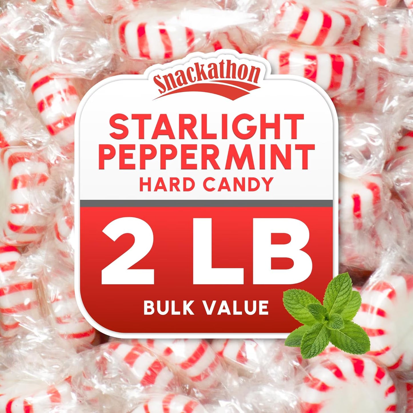 Snackathon Starlight Peppermint Candy, Individually Wrapped, 2 Pound Bag