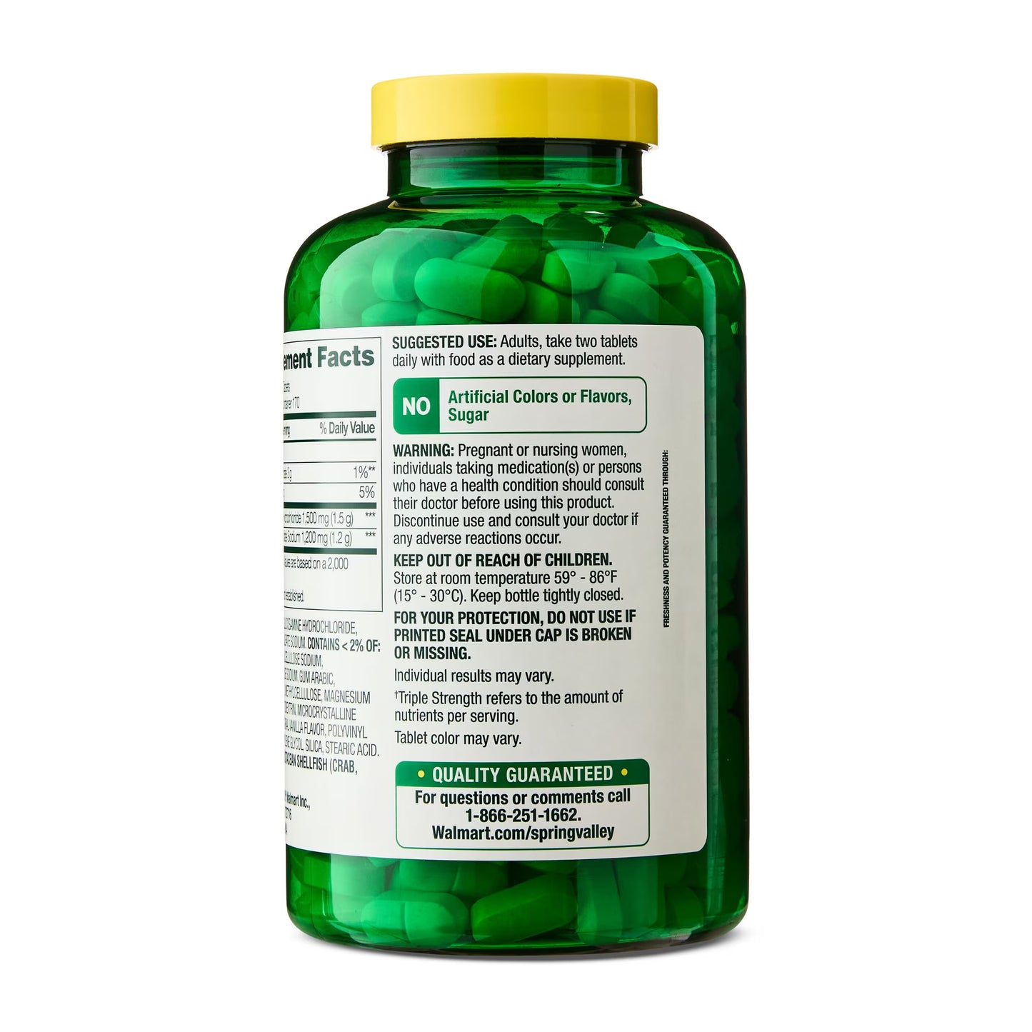 Spring Valley Triple Strength Glucosamine Chondroitin Tablets Dietary Supplement Value Size, 340 Count