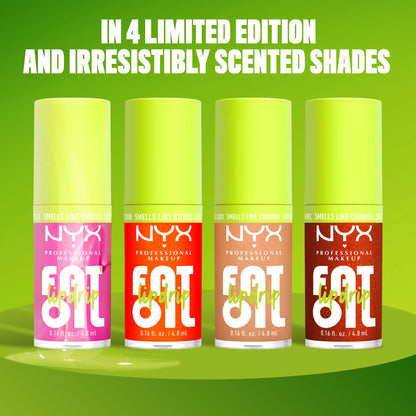 NYX Professional Makeup Fat Oil Lip Drip Lip Oil, 12 Hour Hydration Lip Gloss, Coconut Cutie, 0.16 fl oz