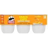 Pringles Potato Crisps Chips, Lunch Snacks, Snack Cups, Cheddar Cheese, 8.8oz Tray (12 Cups)