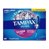 Tampax Pearl Tampons, with LeakGuard Braid, Ultra Absorbency, Unscented, 45 Count