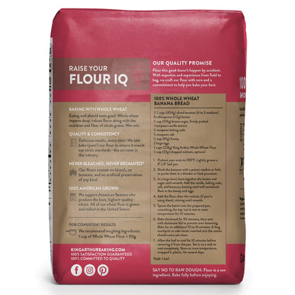 King Arthur Baking Company Non-GMO Project Verified, Certified Kosher 100% Whole Grain Whole Wheat Flour, 5 lb Bag