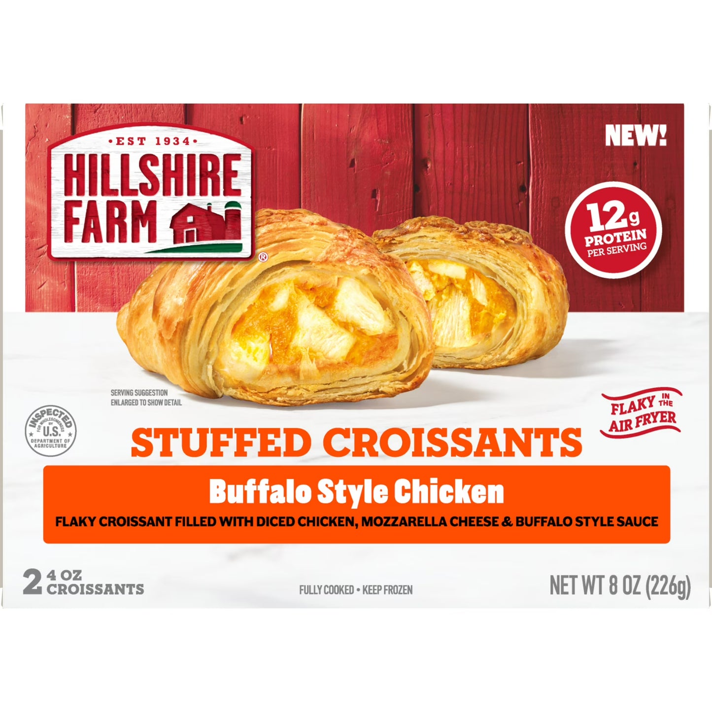 Hillshire Farm Buffalo Style Chicken Stuffed Croissants, 8 oz, 2 Count (Frozen)