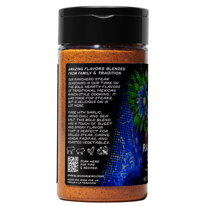 Spanglish Asadero Ranchero Steak Seasoning Blend with Garlic, Ancho Chili, and Sea Salt, 5.2 oz