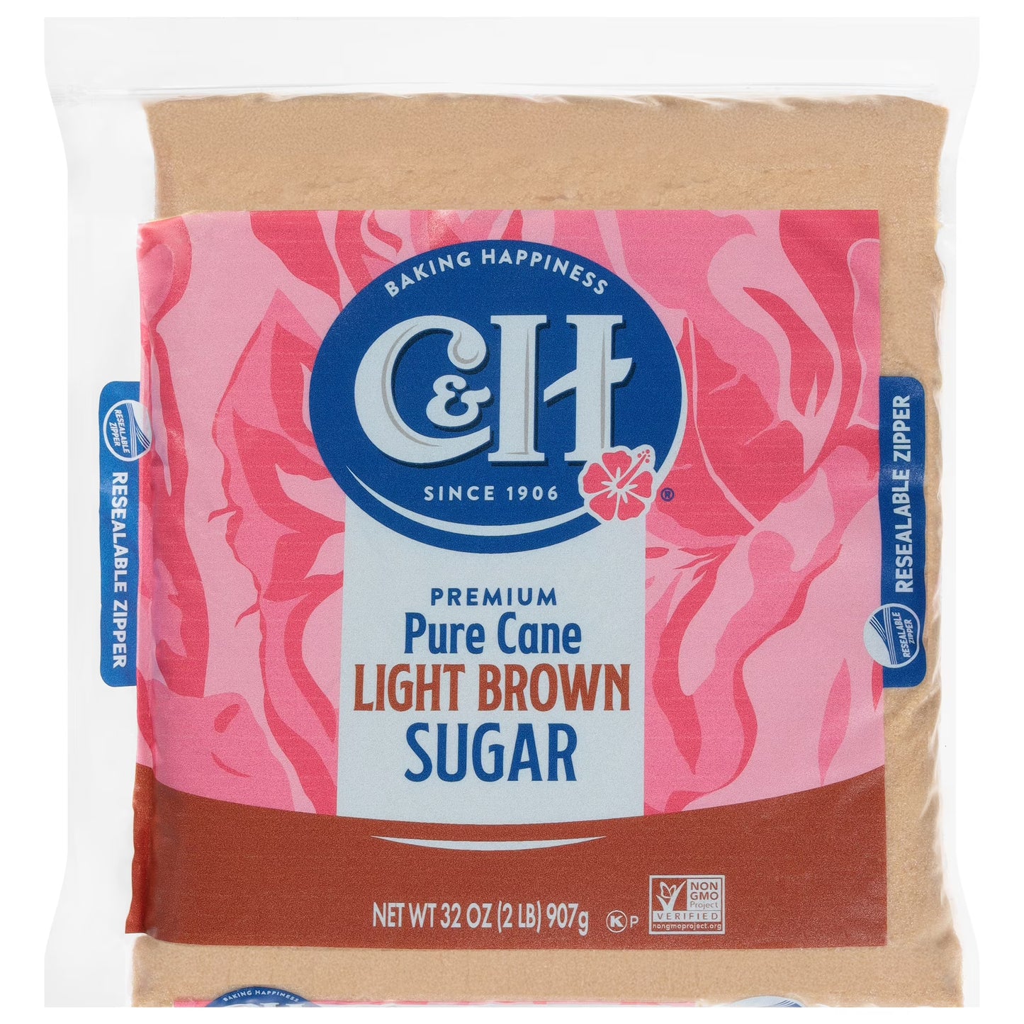 (2 pack) C&H Premium Pure Cane Light Brown Sugar 2 lb. Zipper-Pak