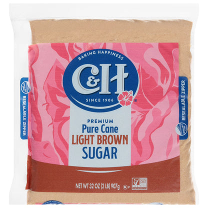 (2 pack) C&H Premium Pure Cane Light Brown Sugar 2 lb. Zipper-Pak