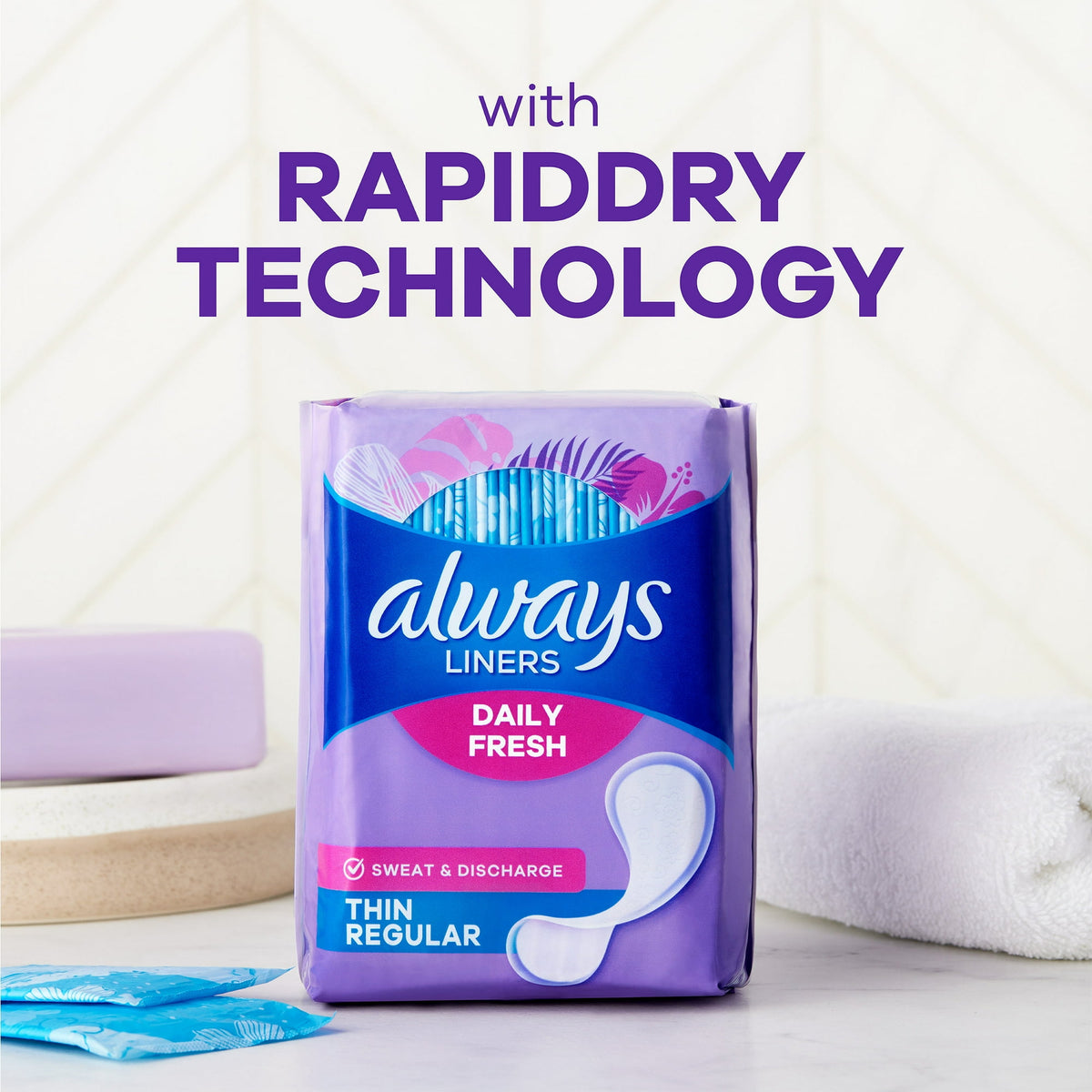 Always Daily Fresh Thin Liners, Regular, Unscented, 162 Count