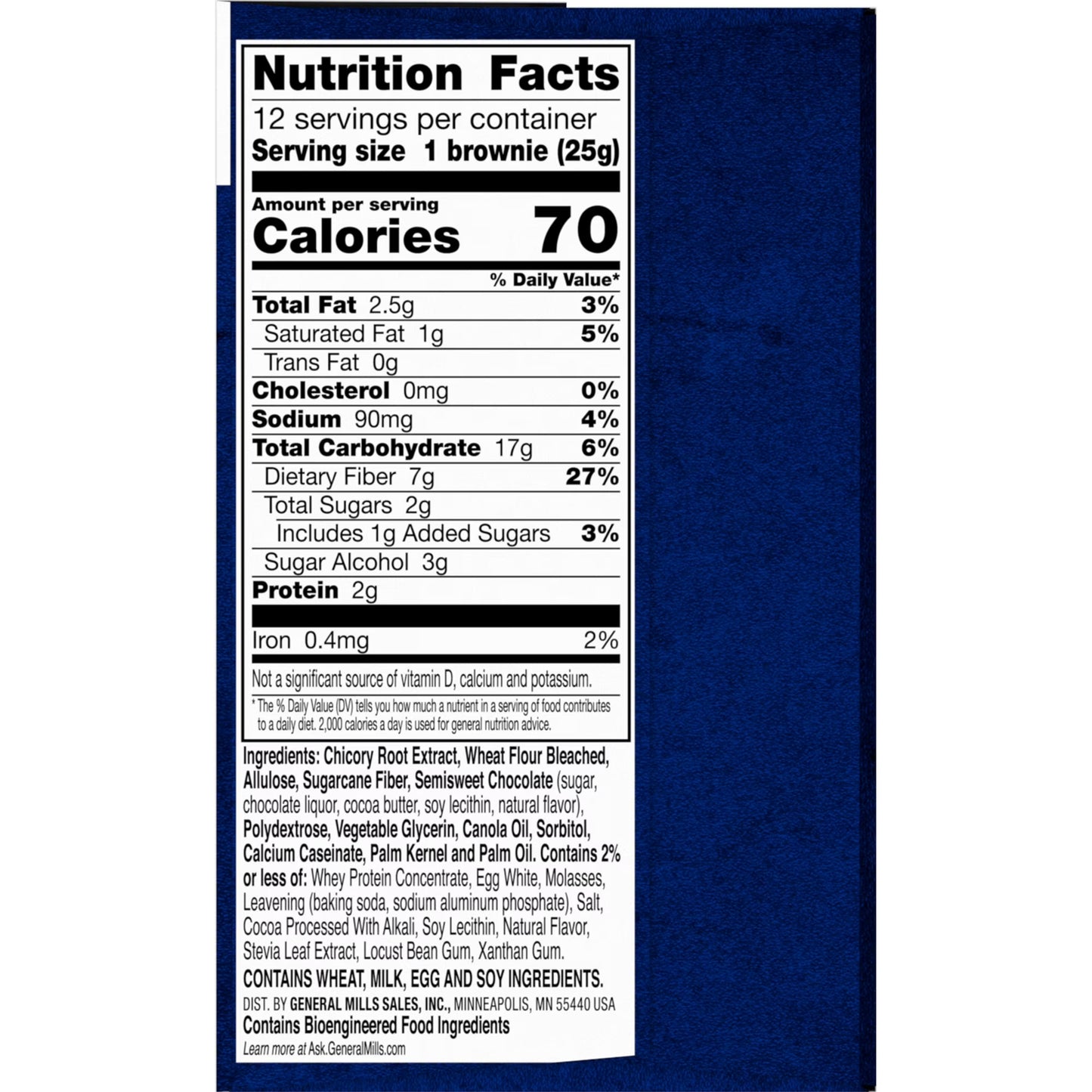 Fiber One 70 Calorie Brownies, Chocolate Chip Cookie, 2g Sugar, Value Pack, 12 Count, 10.6 oz